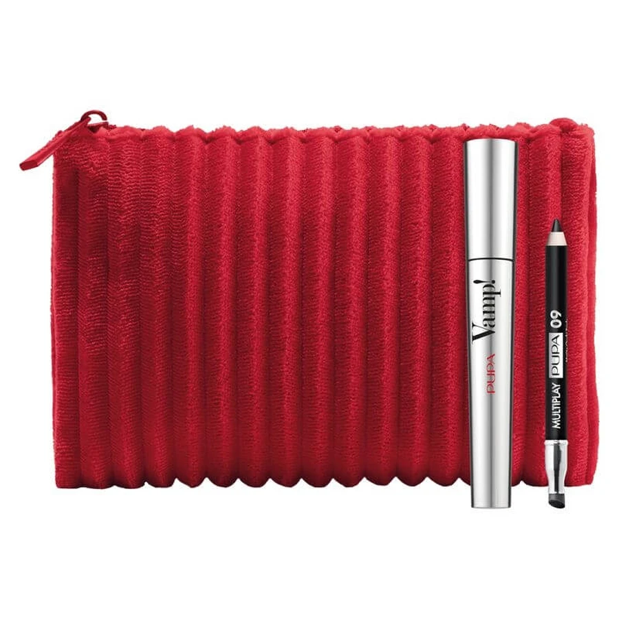 Kit «Pupa Vamp!»: Máscara de pestañas y Mini Multiplay - Máscara de pestañas n.º 100 Extra Black + Lápiz de ojos en formato mini + Estuche de cosméticos