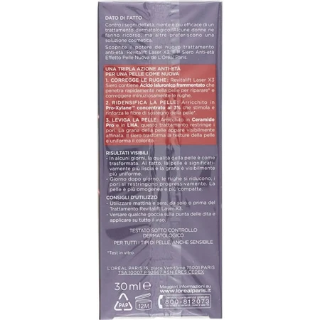 L'Oréal Paris Revitalift Laser X3 - ser anti-îmbătrânire cu efect de piele reînnoită, 30 ml