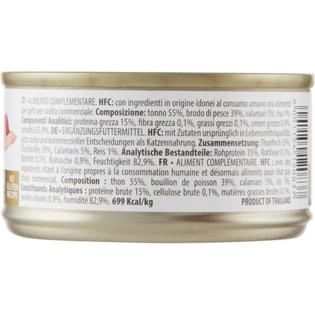 Almo Nature HFC Jelly: atún con calamar - Comida húmeda para gatos adultos, 70 g