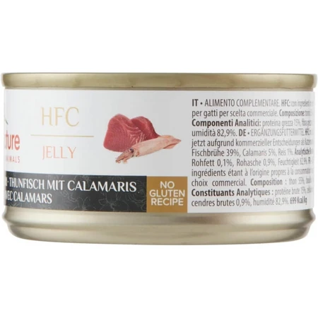 Almo Nature HFC Jelly: atún con calamar - Comida húmeda para gatos adultos, 70 g