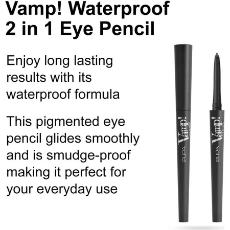 Pupa Vamp! Eye Pencil - 2-in-1 Waterproof Eye Pencil No. 202 Outstanding Brown