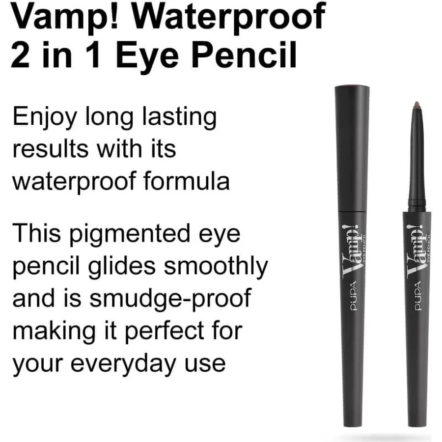 Pupa Vamp! Eye Pencil - 2-in-1 Waterproof Eye Pencil No. 202 Outstanding Brown