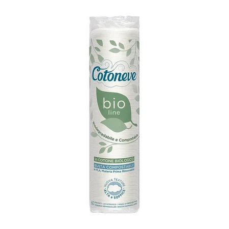 Línea Cotoneve Bio: 60 discos desmaquillantes redondos de algodón orgánico