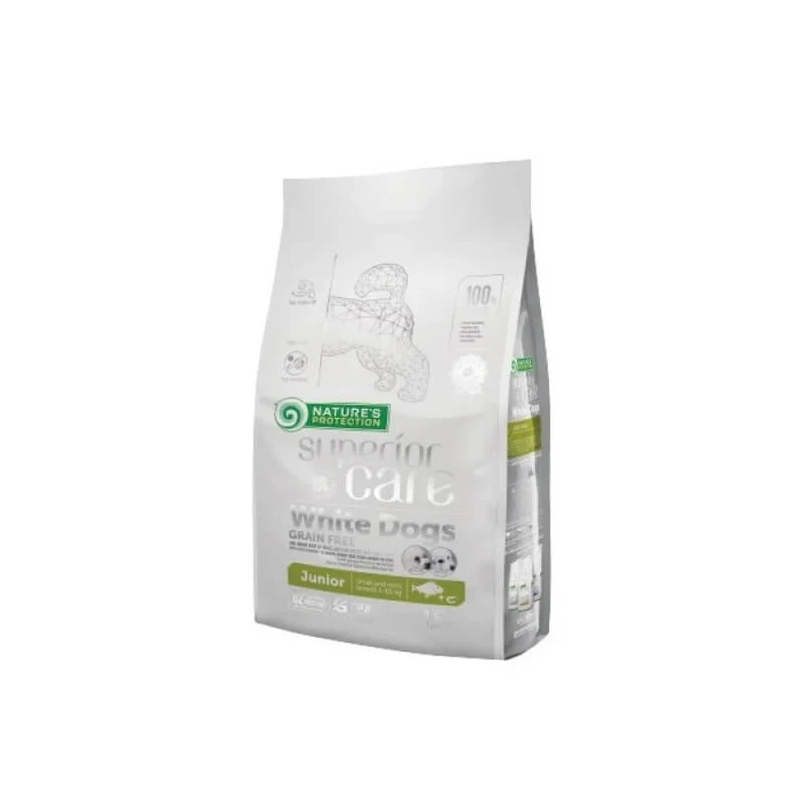 Nature’s Protection Superior Care White Dog Junior White Fish – Compleet voer voor puppy’s van kleine rassen met een lichte vacht, 10 kg