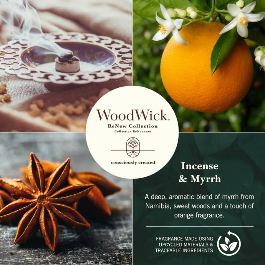 Woodwick Incense &amp; Myrrh - Large Scented Candle, 368 g