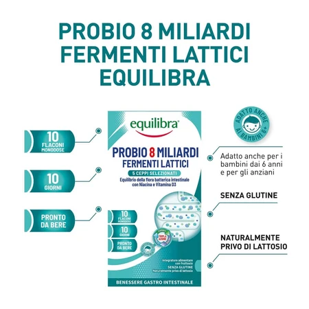 Equilibra Probio 8 Billion – Nahrungsergänzungsmittel mit Milchsäurebakterien, 10 Ampullen