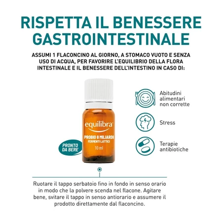 Equilibra Probio 8 Billion – Nahrungsergänzungsmittel mit Milchsäurebakterien, 10 Ampullen