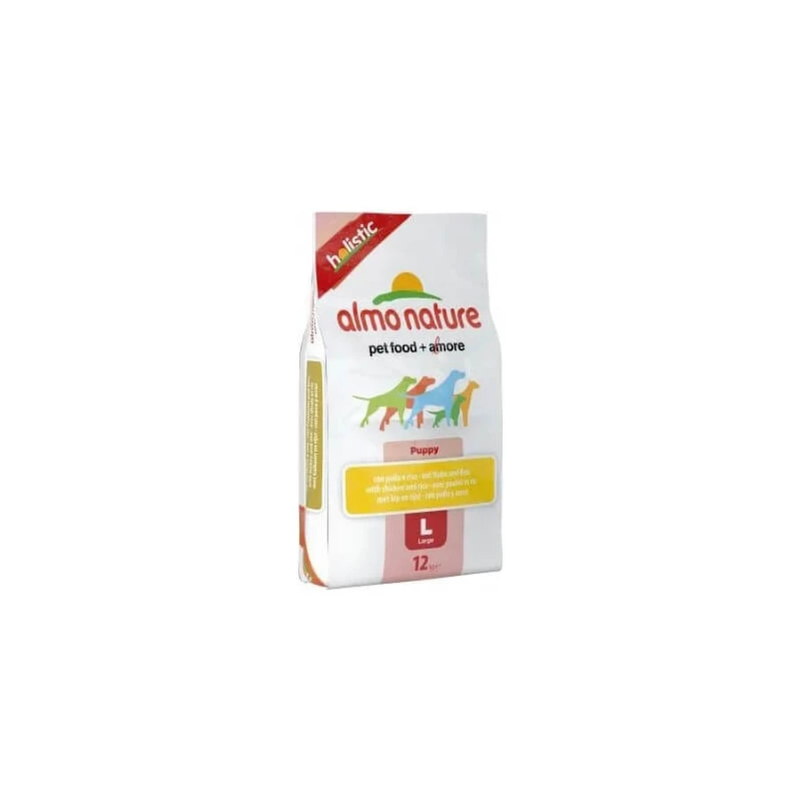 Almo Nature Holistic : croquettes pour chiots de grande race, saveur poulet et riz, 12 kg