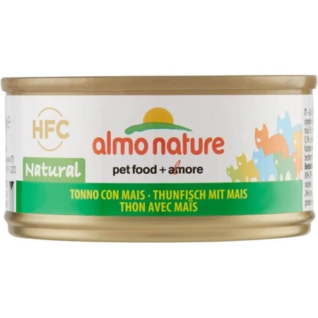 Almo Nature HFC Natuurlijke tonijn met maïs - Natvoer voor volwassen katten, 70 g