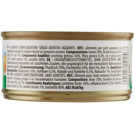 Almo Nature HFC Natuurlijke tonijn met maïs - Natvoer voor volwassen katten, 70 g