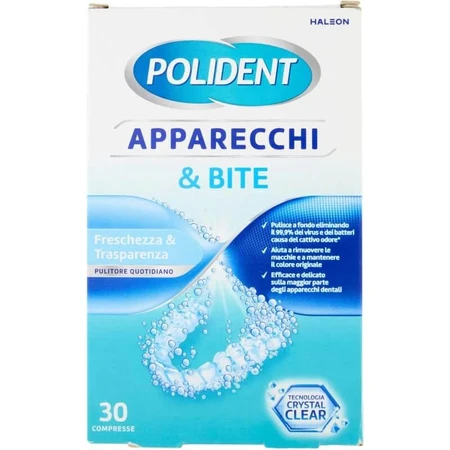 Polident pour appareils dentaires et protège-dents - 30 comprimés effervescents pour un nettoyage en profondeur