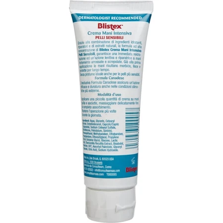 Crème pour les mains Blistex - Soin intensif pour peaux sensibles, 75 ml