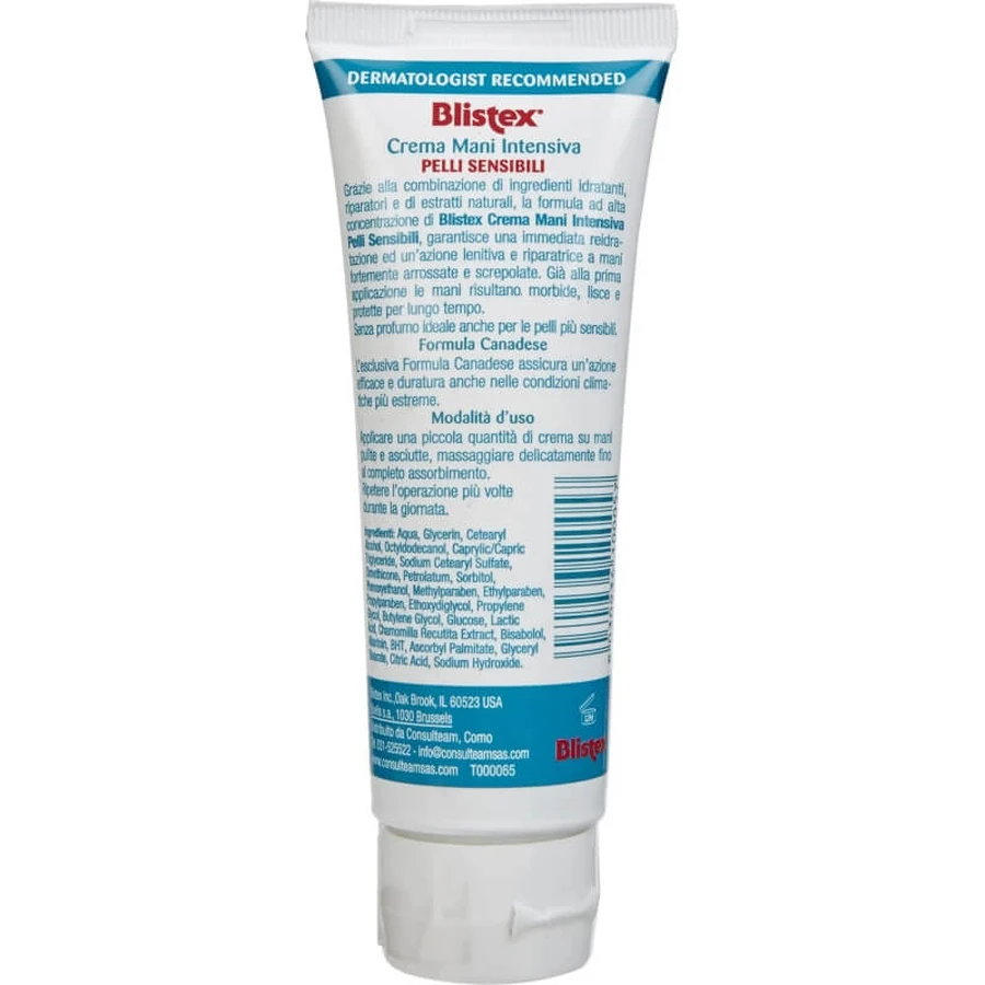 Crème pour les mains Blistex - Soin intensif pour peaux sensibles, 75 ml