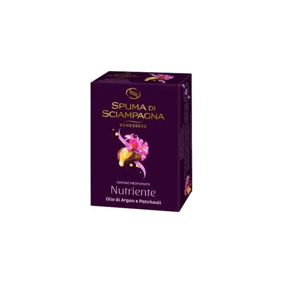Espuma de champán con aceite de argán y pachulí - Jabón nutritivo, 90 g