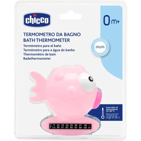 Chicco roze vis-badthermometer met temperatuurindicator