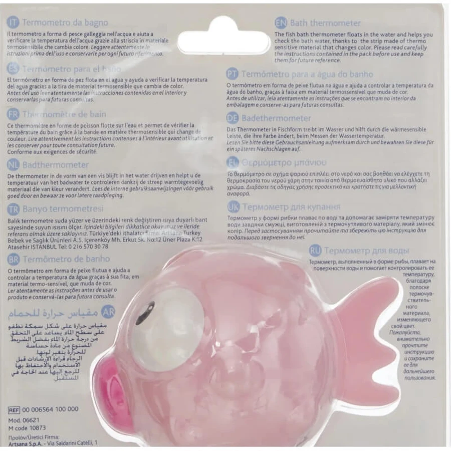 Chicco roze vis-badthermometer met temperatuurindicator