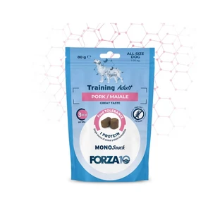 Forza10 Mono Adult Pork Training Snacks - Alimento complementario para perros adultos, 80 g
