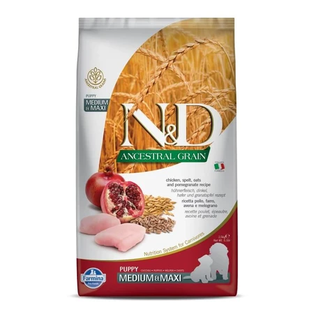 Farmina N&amp;d Ancestral Grain Puppy Kip en Granaatappel - Compleet voer voor puppy's van middelgrote en grote rassen, 2,50 kg