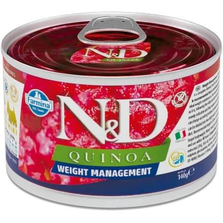 Farmina N&amp;d Quinoa Adult Mini WM Lamm – Alleinfuttermittel für ausgewachsene Mini-Hunde zur Gewichtsregulierung, 140 g