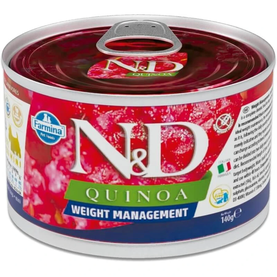 Farmina N&amp;d Quinoa Adult Mini WM Lamm – Alleinfuttermittel für ausgewachsene Mini-Hunde zur Gewichtsregulierung, 140 g