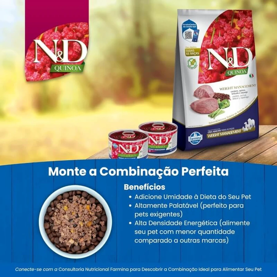 Farmina N&amp;d Quinoa Adult Mini WM Lamm – Alleinfuttermittel für ausgewachsene Mini-Hunde zur Gewichtsregulierung, 140 g