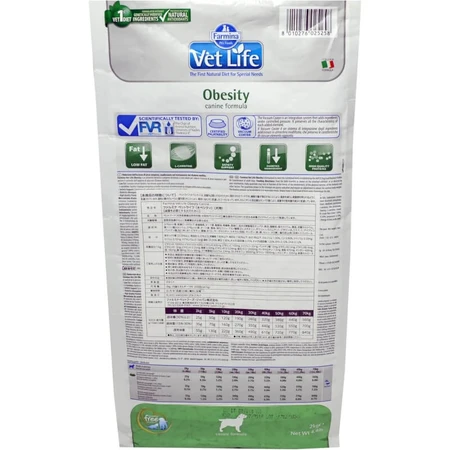 Farmina Vet Life Fórmula para la Obesidad Canina - Alimento dietético completo para perros obesos, 2 kg