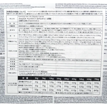 Farmina Vet Life Fórmula para la Obesidad Canina - Alimento dietético completo para perros obesos, 2 kg