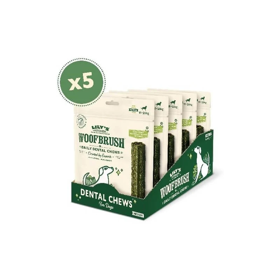 Lily's Kitchen Woofbrush: 7 golosinas dentales para perros adultos de tamaño mediano, de 28 g cada una