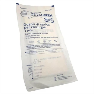 Med's Zetalatex – Latex-OP-Handschuhe mit pflanzlichem Puder, Größe 6,5