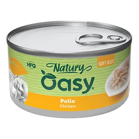Oasy Wet Cat Natury Soft Jelly Chicken - Aanvullend voer voor volwassen katten, 85 g
