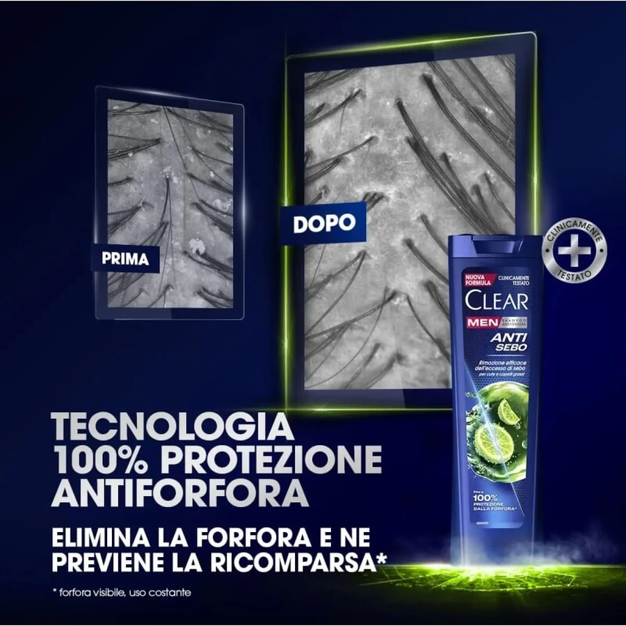 Clear Anti-Sebum - Anti-Dandruff Shampoo for Oily Hair, 225 ml