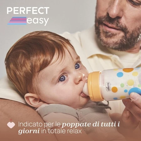 Chicco Perfect Easy - Anti-Colic Bottle with Soft Sense Silicone Nipple, 2m+, Medium Flow, 250 ml