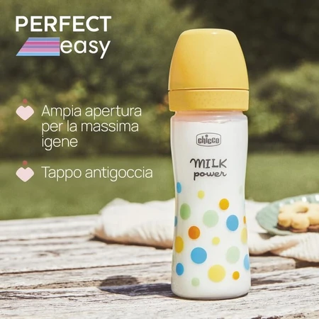 Chicco Perfect Easy - Anti-Colic Bottle with Soft Sense Silicone Nipple, 2m+, Medium Flow, 250 ml