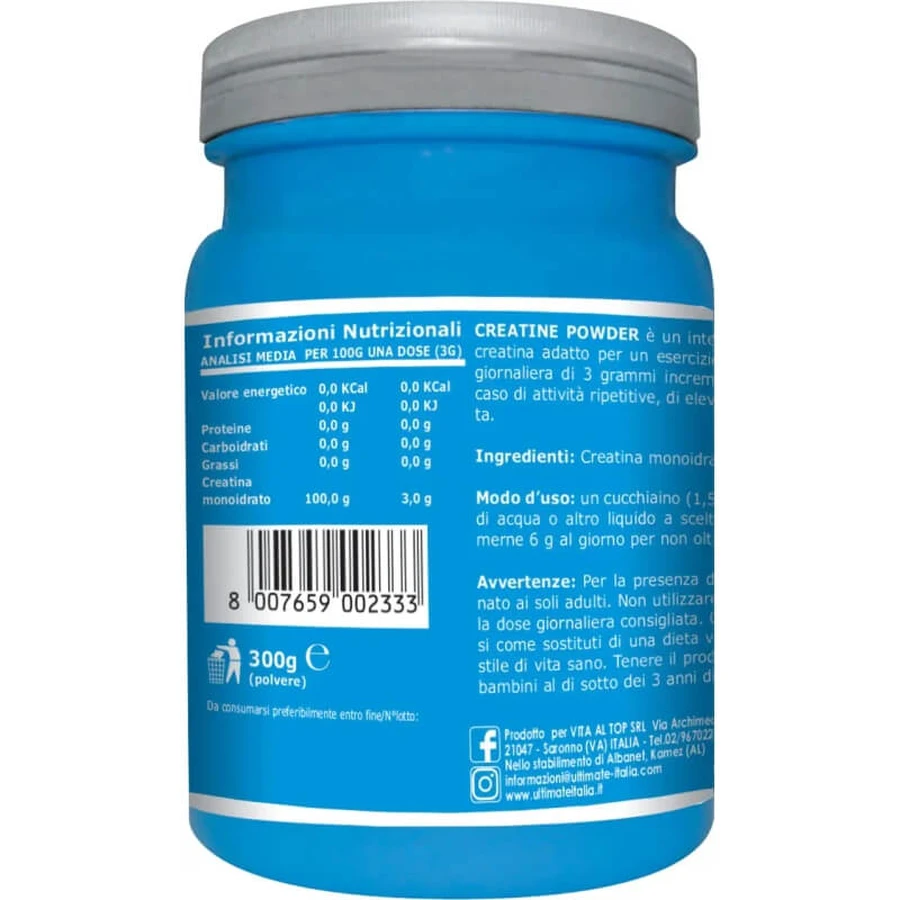 Ultimate Italia Créatine en poudre 300 g - Complément alimentaire pour sportifs