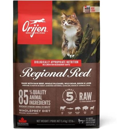 Orijen Regional Red Red Meat - Aliment complet pour chats de tous âges, 5,4 kg