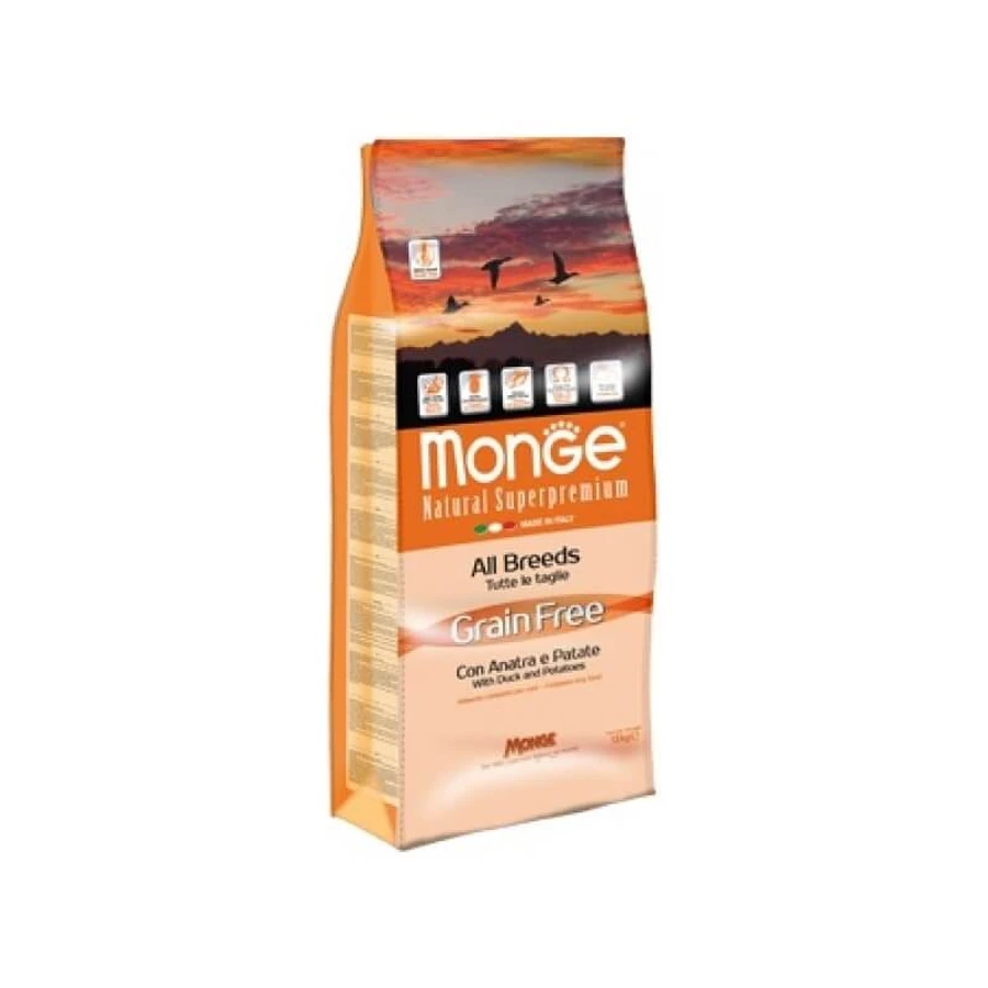 Monge All Breeds graanvrije droogvoeding voor honden met eend en aardappel, 2,5 kg