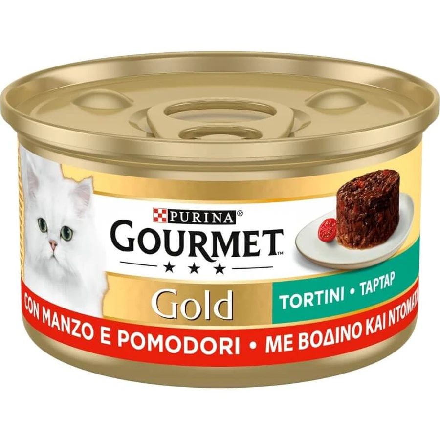 Purina Gourmet Gold Beef and Tomato Bites - Complete Food for Adult Cats, 85 g
