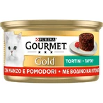 Purina Gourmet Gold Beef and Tomato Bites - Complete Food for Adult Cats, 85 g