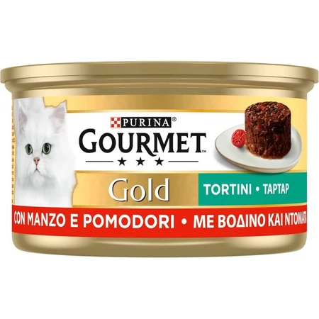 Purina Gourmet Gold Beef and Tomato Bites - Complete Food for Adult Cats, 85 g