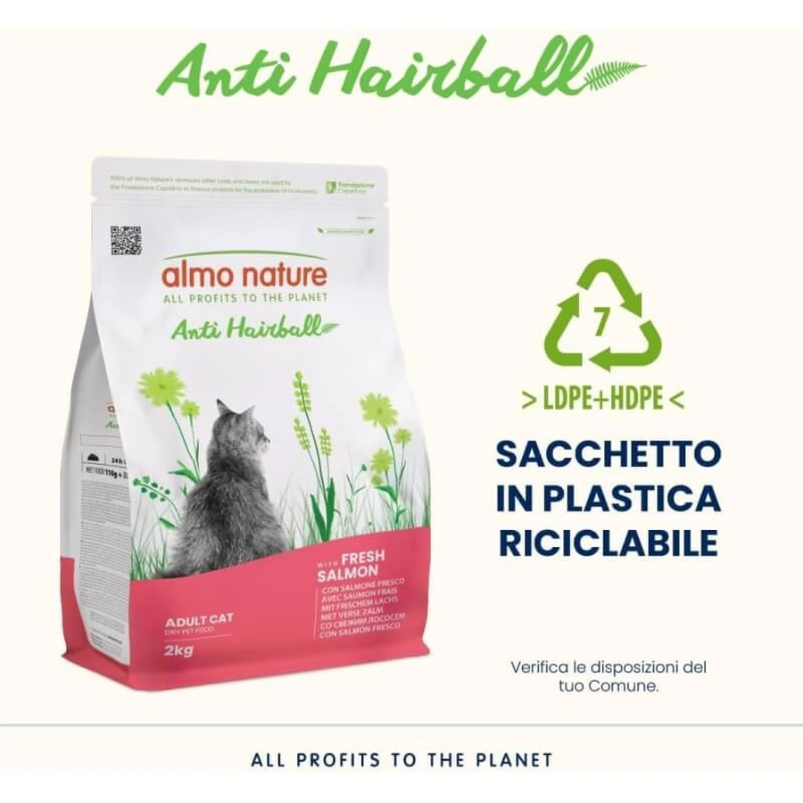 Almo Nature Holistic Lachs – Alleinfuttermittel für ausgewachsene Katzen (gegen Haarballen) 2 kg