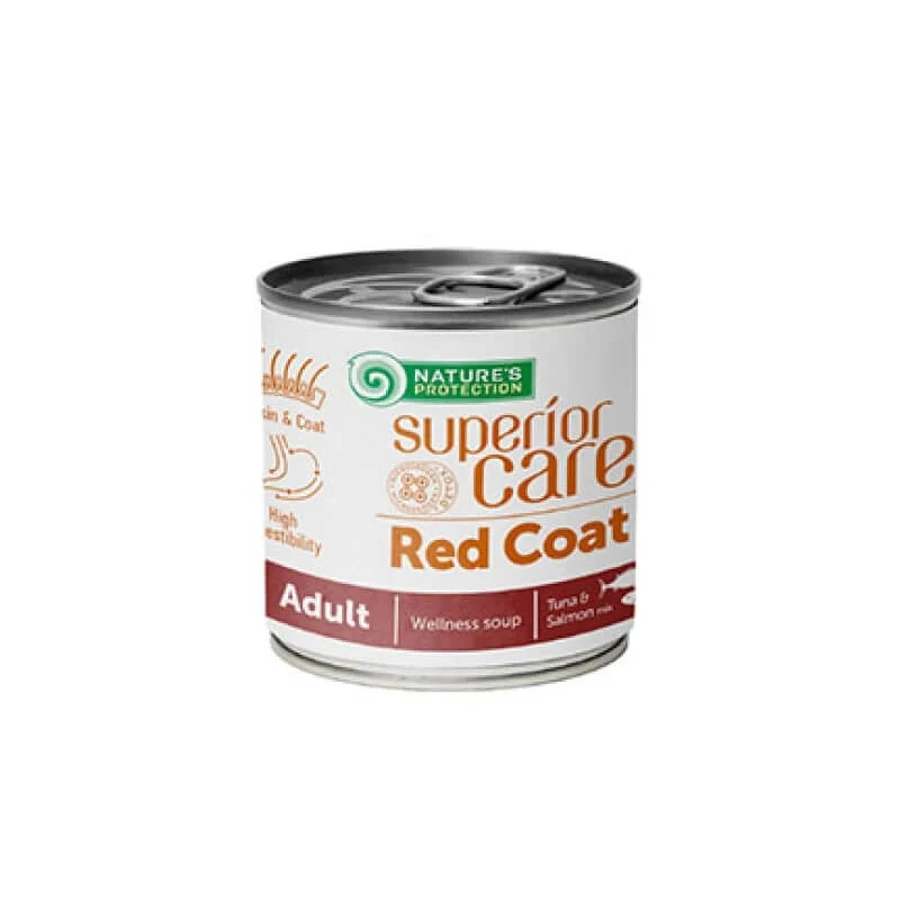 Nature's Protection Superior Care Soep voor honden met een rode vacht, met zalm en tonijn - Natvoer voor volwassen honden met een rode vacht, 140 ml