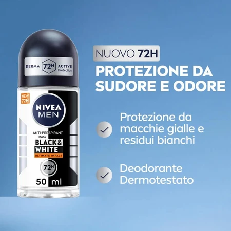 Nivea Men Black &amp; White Invisible Ultimate Impact - Déodorant à bille 50 ml