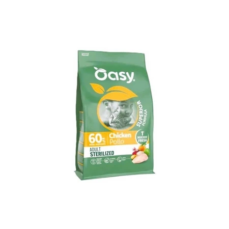 Oasy Superior Chicken Formula - Aliment complet pour chats adultes stérilisés, 300 g