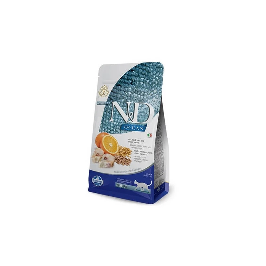 Farmina N&amp;d Ocean Low Grain Cod and Orange - Complete Food for Adult Cats, 300 g