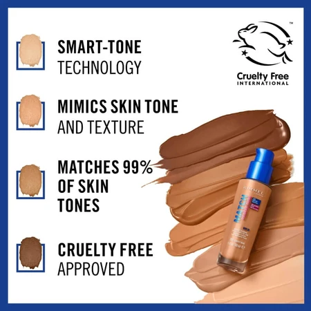 Rimmel Match Perfection - Base de maquillaje líquida con SPF 20 - N.º 200 Soft Beige