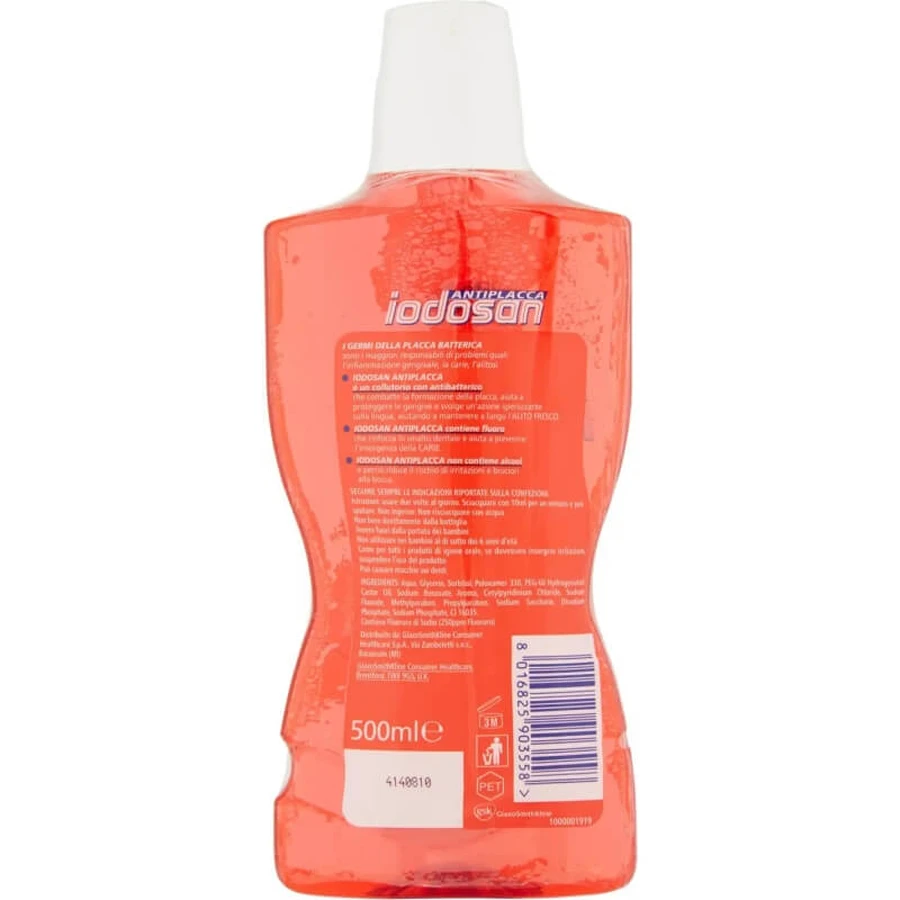 Iodosan Anti-Plaque - Enjuague bucal antibacteriano, 500 ml