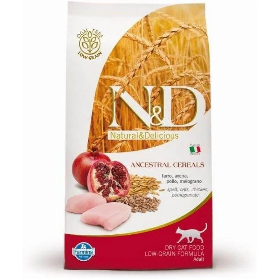 Farmina N&amp;d Low Ancestral Cereals Adult met kip en granaatappel - Compleet kattenvoer, 300 g