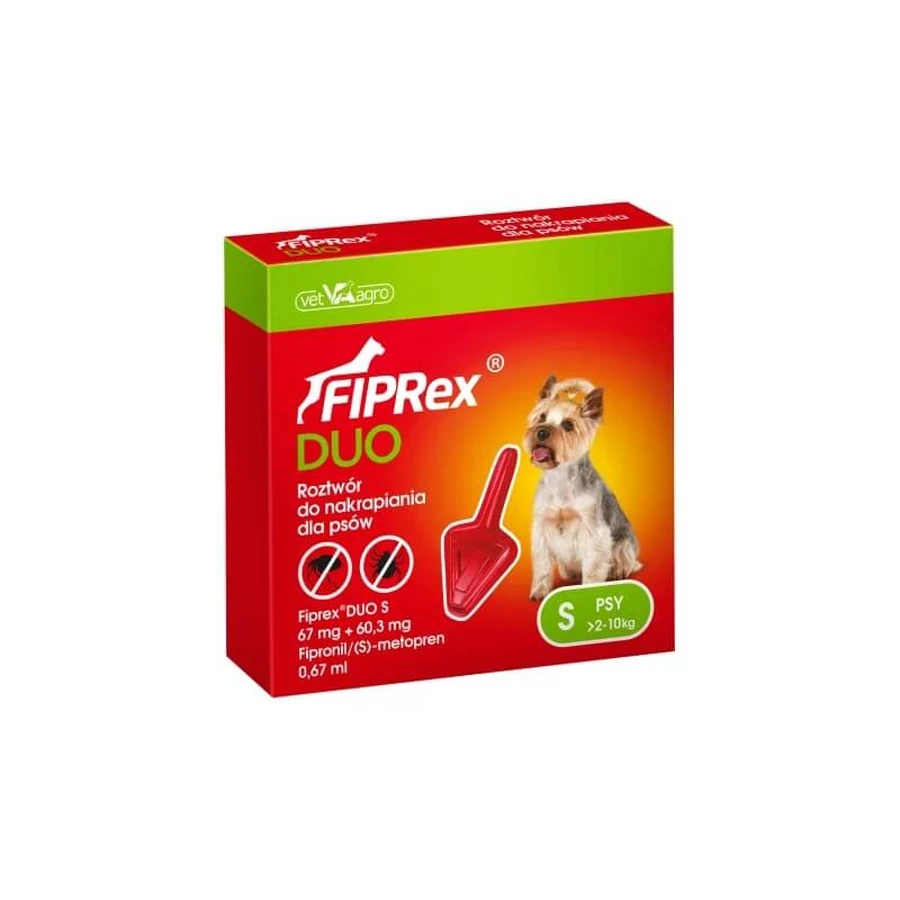 Livisto Fiprex Duo S: pipeta de 0,67 ml para perros de 2 a 10 kg, indicada para el tratamiento contra pulgas, garrapatas y piojos
