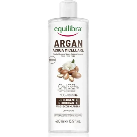 Equilibra Argan - Agua micelar para el rostro, los ojos y los labios, 400 ml