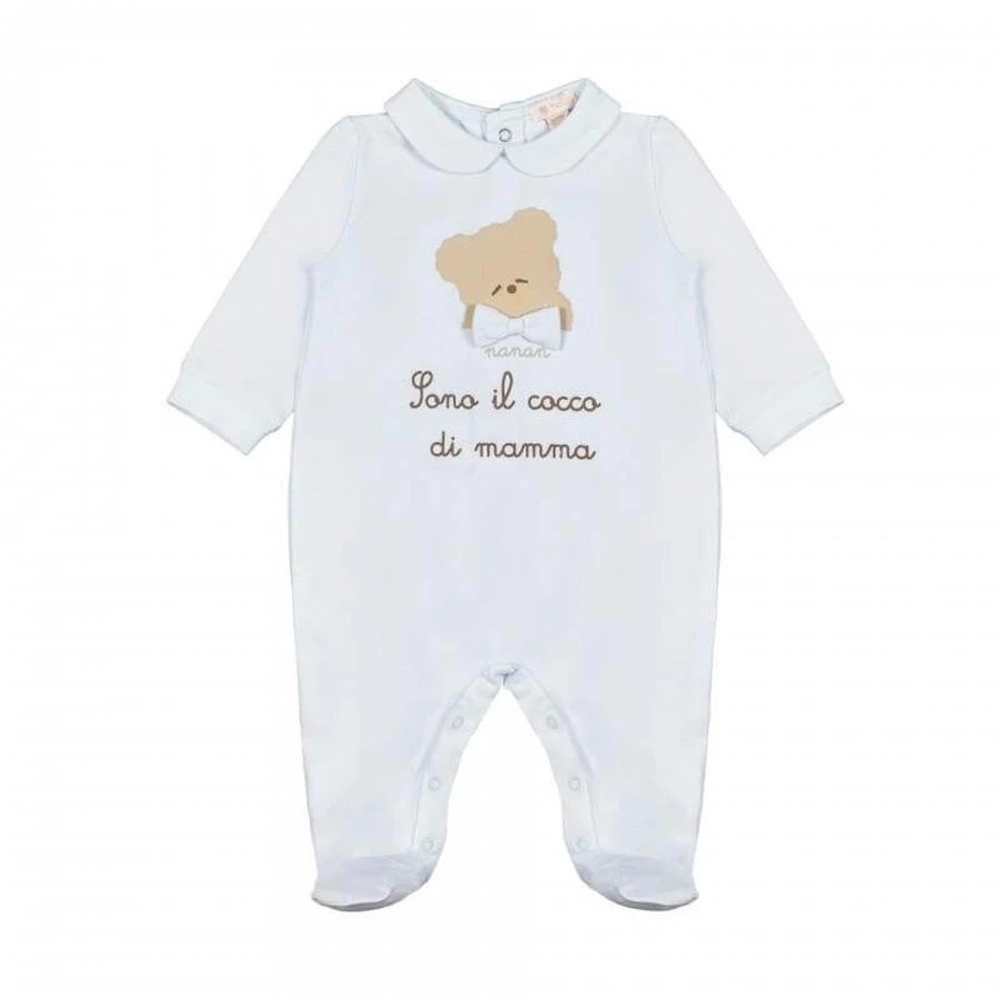 Coffret cadeau : grenouillère pour bébé avec motif, 0 à 3 mois – bleu clair